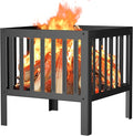 TBMLC 16-Inch Square Steel Grating Fire Pit in Black - Portable and DurablePerfect for Backyard Camping and Bonfire Gathering Outdoor