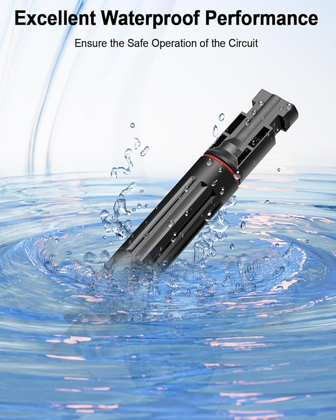 25A -1000V Solar Fuse Holder Inline with 5PCS Male and Female Connector Weatherproof and Fire-Safe PV in-Line Fuse 10PCS Black