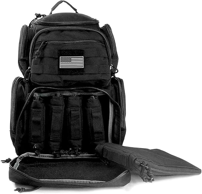 Tactical Shooting Range Backpack for Pistols HandgunsHeavy Duty Quality Gun Carrier Range Bag