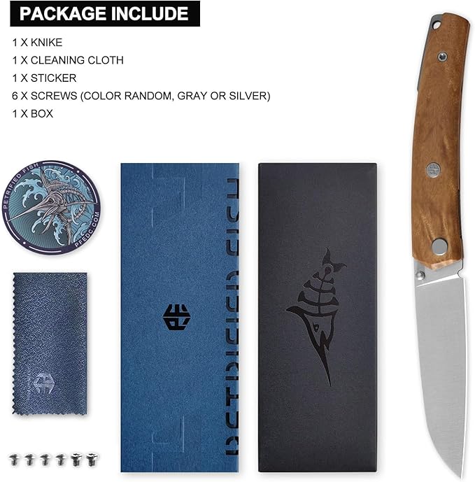 Petrified fish PF719 Patte Folding Knife3.38 14C28N Steel Satin Blade White Burl Wood Handle Thumb Stud Liner lock Pocket Knife