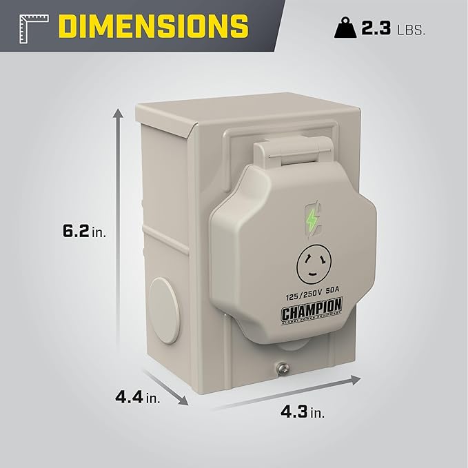 Champion Power Equipment 50A 125/250V Power Inlet Box