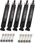 5 Pcs 10A Solar Fuse Holder Inline with Male and Female Connector for Solar Panel and Solar Controller IP68 Waterproof Solar Fuse Connector with 10 Fuse