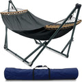 Tranquillo Universal Hammock with Stands Electro Static Coated Steel Adjustable Foldable Hammock Stand with 2 Layered Polyester Net and Carry Bag for 2 Persons (Canvas - Grey)