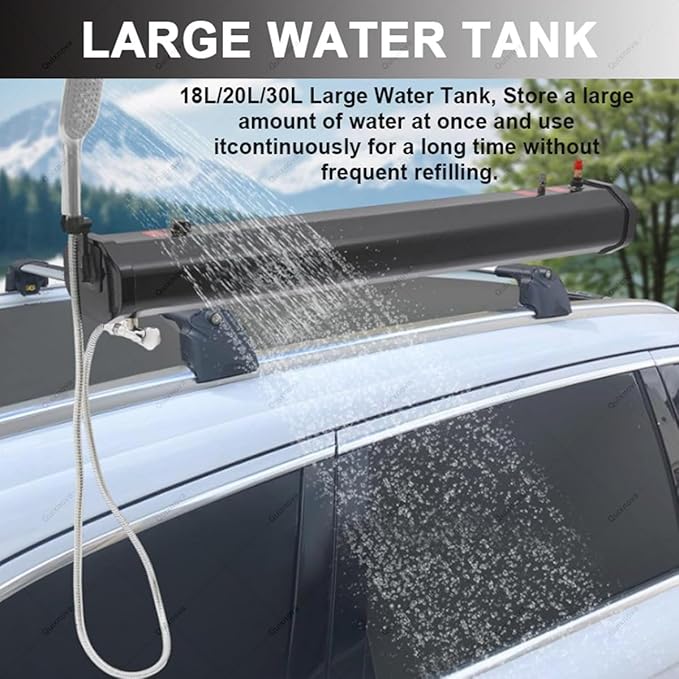 Portable Pressure Water Tank with Electric Air Pump for Solar Camping Shower Car Wash and Outdoor Adventures (20L)