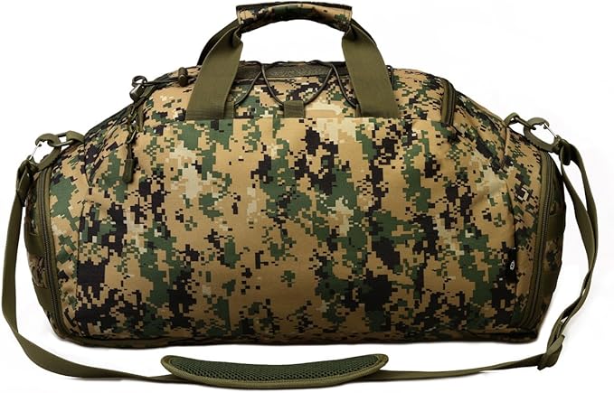 UNISTRENGH 3-Ways Tactical Military Nylon Men Holdall Weekend Travel Duffel Bag Backpack Messenger Shoulder Bags Rucksack Handbag (Jungle Camouflage)