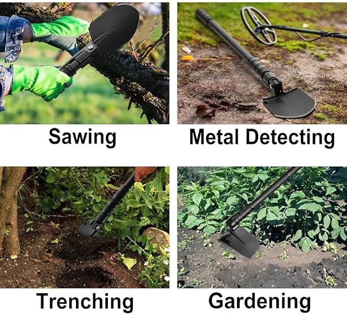 iunio Camping ShovelShovel Folding Portable Multitool Foldable Entrenching Tool Collapsible Spade for Backpacking Trenching Hiking Survival Car Emergency