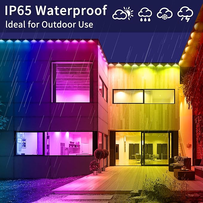 295ft permanent outdoor light RGB Smart outdoor eave lights with APP &amp Remote Controltimed Music synchronisation IP67 waterproof LED eave lightsuitable for partyHalloweenChristmasrooftopgar
