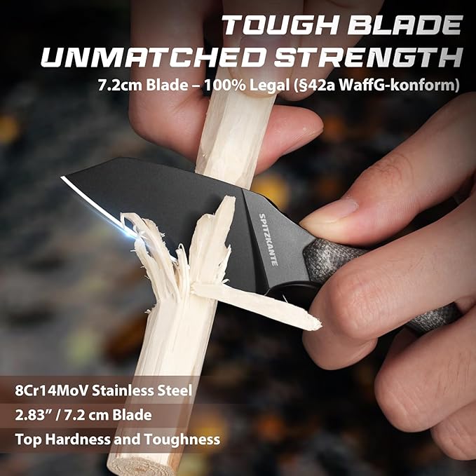 Small Fixed Blade Knife X-YZ Full Tang Outdoor Knife with Micarta Handle &amp Horizontal Carry Sheath Compact EDC Knives for Camping Hiking &amp Gifts for Men