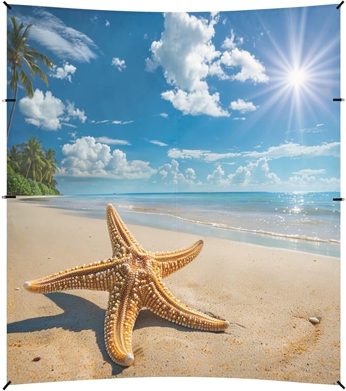 ALAZA Funny Starfish Summer Beach Palm Sand Beach Tent Sun Shelter Portable Canopy Sunshade for Outdoor Camping Picnics Backyard Fun 10x9 ft
