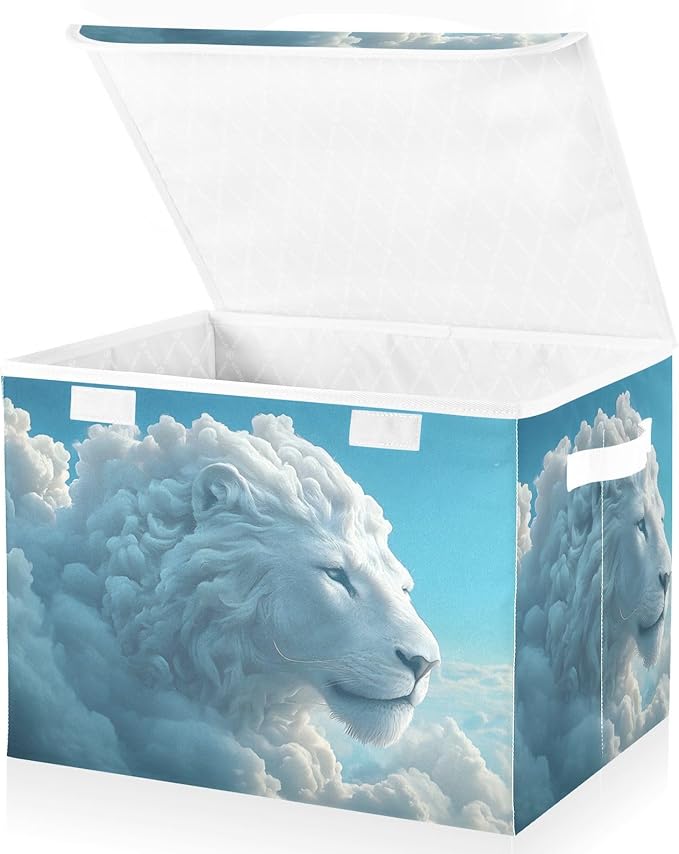Storage Cube with Lid Cloud Lion Print 16.5×12.6×11.8 IN Collapsible Large Capacity Foldable Storage Basket Bin Organizer