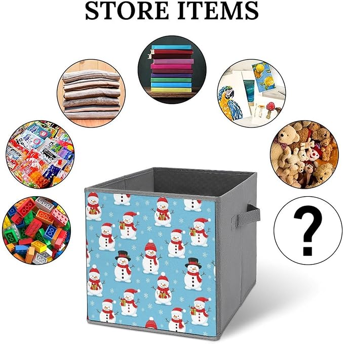 Convenient Closet Organizer Bins Christmas Snowman Foldable Storage Cubes for Clothes Shoes Neat Storage Solution
