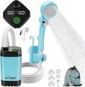 WADEO Portable Shower for Camping 6000mAh Outdoor Electric Shower Rechargeable Pump with Intelligent Digital Display Camping Shower Head Nozzle for Camping Hiking Traveling Washing