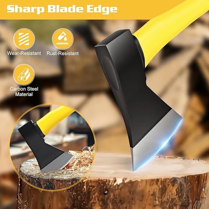 16 Axe Ultra- Hatchet-Camping Axe Lightweight (2.4lbs) | Forged High-Carbon Steel Ergonomic Handle for Outdoor Splitting &amp Hammering