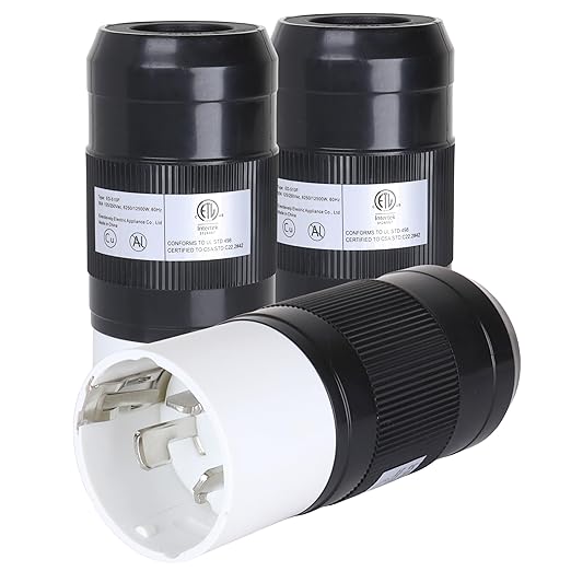 50A Twist Lock RV Plug - 50 Amp RV Extension Generator Cord RV Power Cord 50 Amp125/250V CS6365 Twist Lock Adapter High Voltage Generator - 12500 Watts 3 Pole 4 Wire | 3 Pack