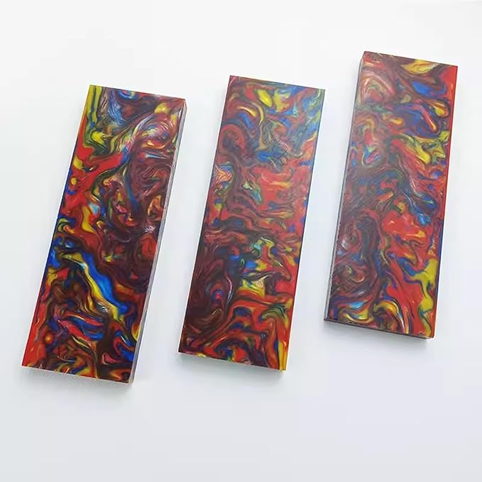 2-piece Set Of Knife Scales Blanks Red Yellow And Blue Mixed Color DIY Resin Handle Material(4pcs)