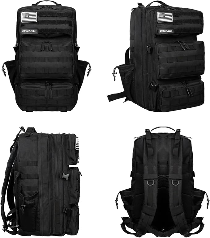 Military Tactical Backpack 55L for Men &amp Women Bug Out Bag Assault pack Molle Daypack Hiking Trekking Rucksack (Black)