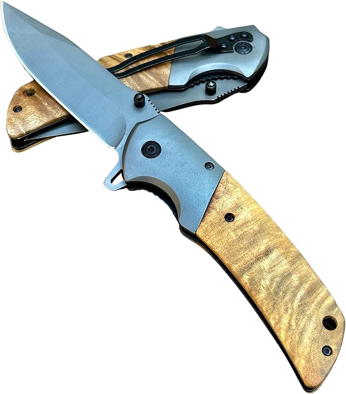 Personalized Pocket Knife Spring Assisted Wood Handle Folding Knife Gentlemen's Pocket Knife Knives fo Men Gift For Fathers Day