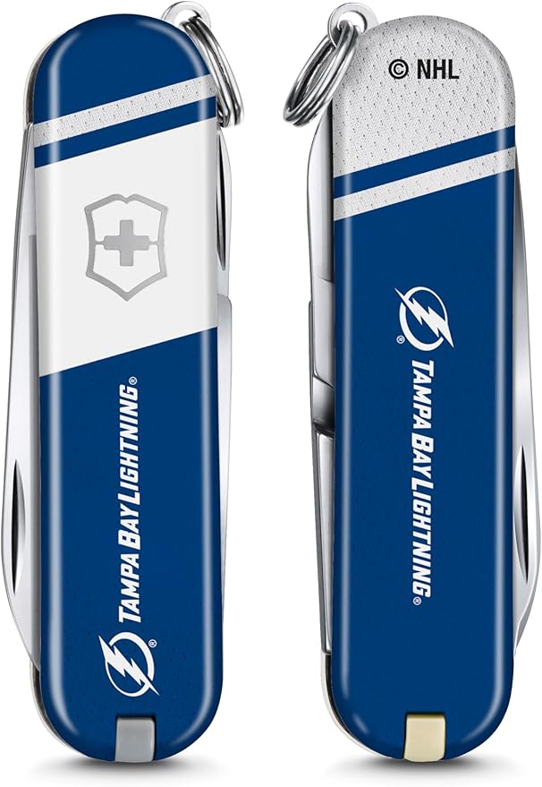 Victorinox Classic SD Swiss Army Knife – Compact 7 Function Swiss Made Pocket Knife with Small Blade Screwdriver and Key Ring – Tampa Bay Lightning