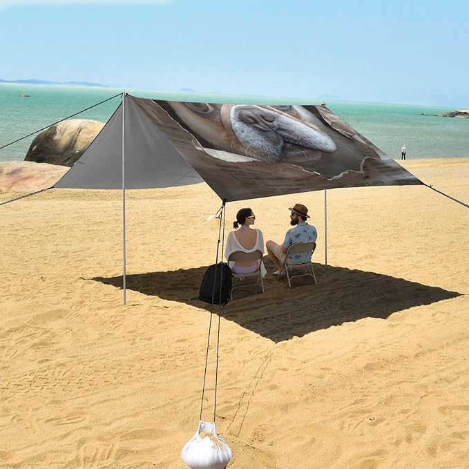 ALAZA French Bulldog Sticking Its Head Through A Hole Beach Tent Sun Shelter Portable Canopy Sunshade for Outdoor Camping Picnics Backyard Fun 10x9 ft