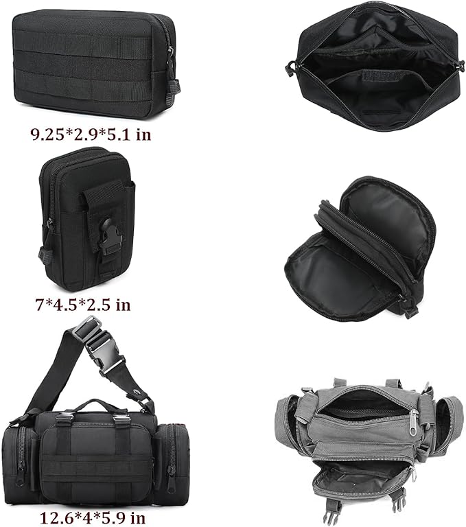 6 Pack Tactical Molle Car Seat Back Organizer - Tactical Vehicle Panel Organizer with 5 Detachable Molle PouchUS Flag Patch and KeychainGreat Trunk Accessories for Man