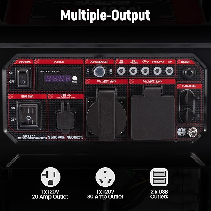 maXpeedingrods 4800 Watt Portable Inverter Generator Gas Powered Open Frame Generator with ECO Mode Lightweight for Outdoor Camping Home Backup Garden