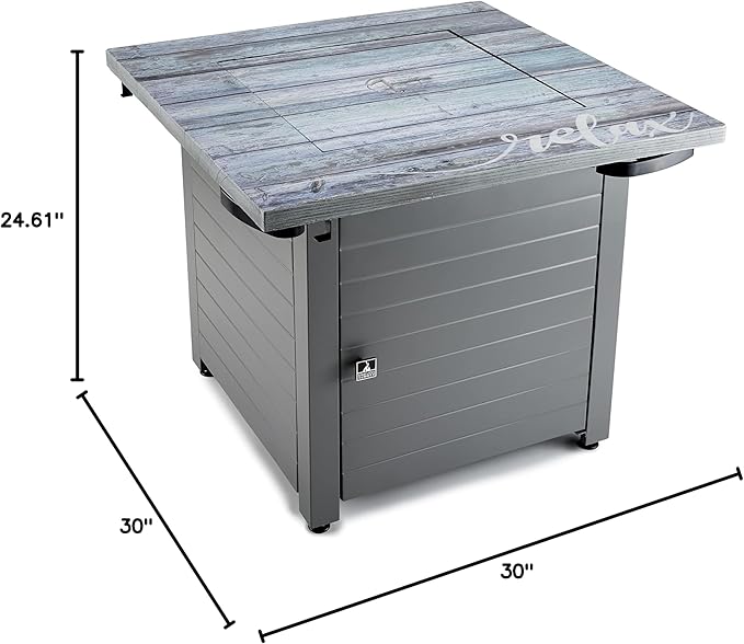 Relax Gray 30” Square Gas Fire Table