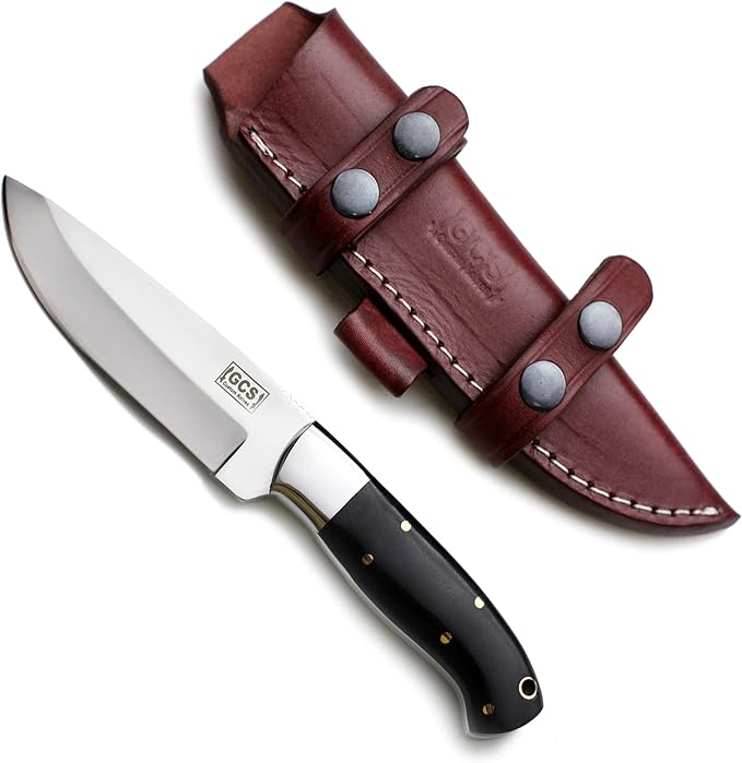GCS Handmade D2 steel Hunting Knife G10 Handle Tactical Knife with Right Hand Cross Draw Buffalo leather Sheath for Hunting Camping Survival and EDC GCS 194
