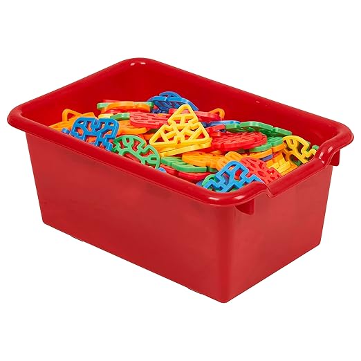 ECR4Kids Scoop Front Storage Bins Multipurpose Organization Red 10-Piece