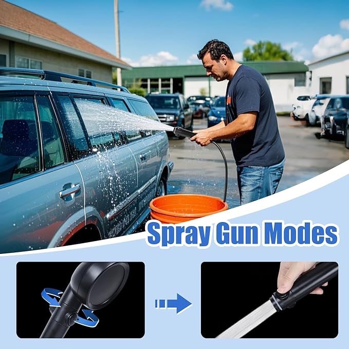 AYAMAYA Portable Shower for Camping 6000mAh Rechargeable Shower Pump with Filtered Shower Head 4 Spray Modes &amp LED Display Outdoor Camp Showers for Hiking Beach Travel Pet Bath Car Washing