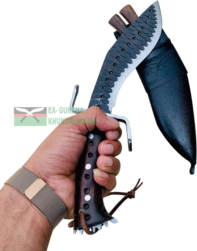 Custom Farmer Rust Free Kukri - 8 Hand Forged Blade Authentic Khukuri - Handmade in Nepal - Carbon Steel with Rosewood Handle