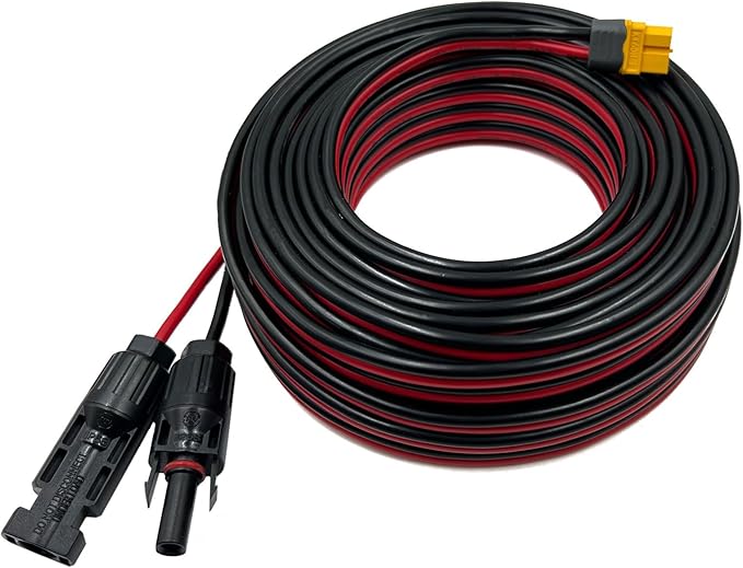 XT60 Adapter Extension CableXT60 to Solar Connector 12AWG Solar Panel Connector Cable Compatible with Bluetti Ecoflow River Delta Series Power Station Solar Panel (12AWG)/50FT