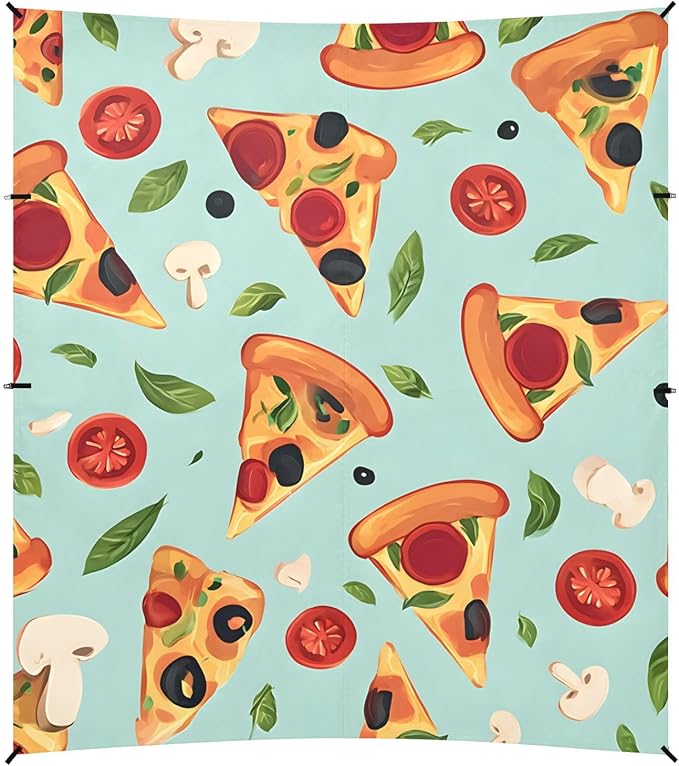 ALAZA Pizza Mushroom Tomato Pattern Beach Tent Sun Shelter Portable Canopy Sunshade for Outdoor Camping Picnics Backyard Fun 10x9 ft