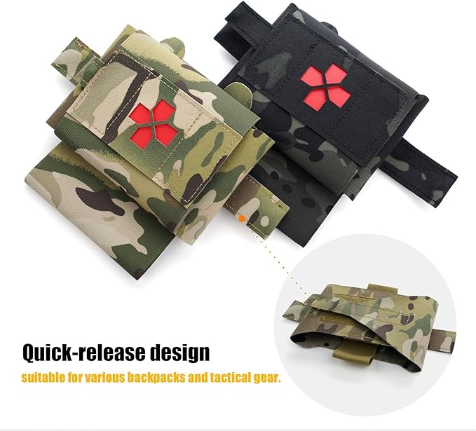 Mini IFAK Med Pouch Rapid Deploy MOLLE Medical First Aid Kit Micro Trauma Pouch Compatible with Vest Backpack Belts