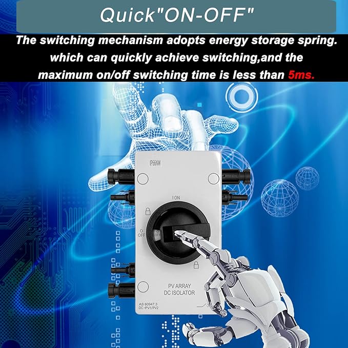 IP66 Solar PV DC Quick Disconnect Switch 64 Amp 1000V Solar Combiner Box PV Solar Panel Disconnect Switch with Solar Connector for Solar Power System Off/On-Grid Solar System RV and Boats