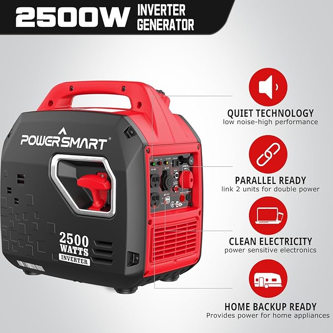 2500-Watt Portable Gas Inverter Generator Super Quiet High Fuel-Efficient Generator Lightweight EPA Compliant