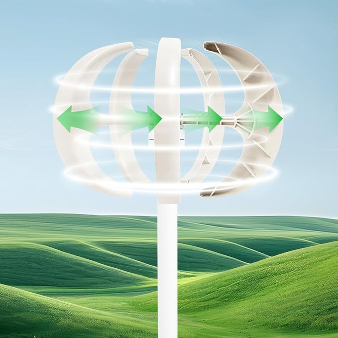 Wind Turbine Generators Kit 12/24V 600W Lantern 5-Blade Vertical Axis Wind Turbine Generator with Axis Controller (12V)