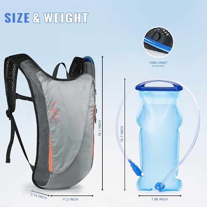 Hydration Pack with 3L PEVA Water Bladder - Lightweight Hydration Backpack for MTB Cycling Hiking Running - Women &amp Men - 10L Capacity