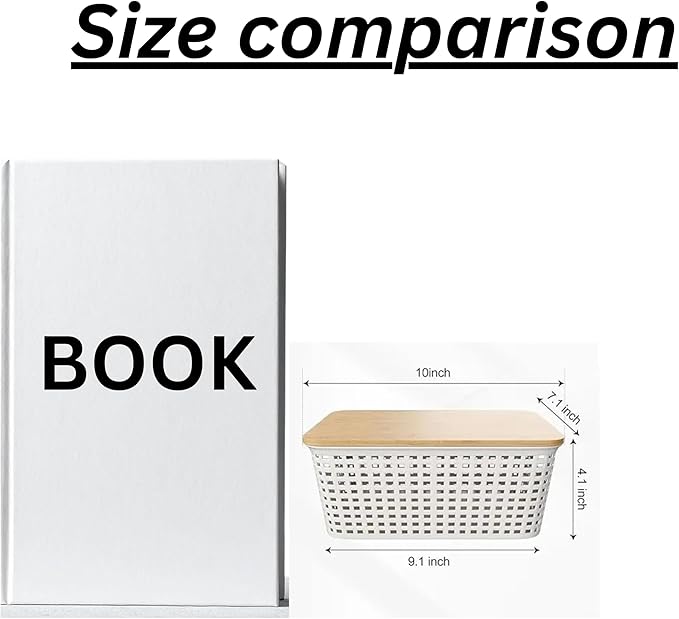 Bathroom Storage Bins with Engraved Bamboo Lids (6 Pack) Hair Face Skin Bath Tools Organizer Stackable Vanity &amp Closet Storage Containers (Bathroom Set)