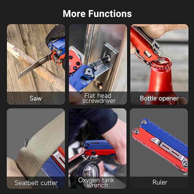 NEXTORCH PIONEER MT20 15-IN-1 Multi-tools Full-SizeVersatile Multi-tool Set with Scissors Needle Nose Pliers Pocket Clip Multi-tool (with Glass-breaker and Cuff key)