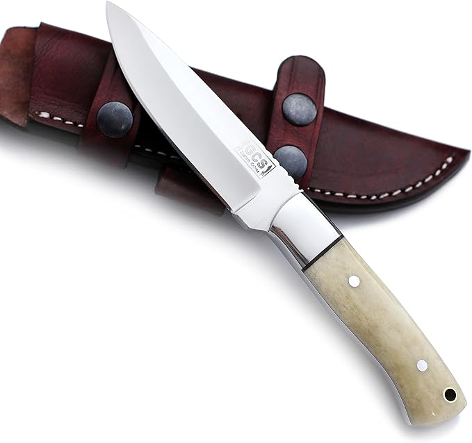 GCS Handmade D2 Tool Steel Tactical Hunting Knife with Leather Sheath and Full Tang Handle Designed for Hunting and Camping &amp EDC GCS 761