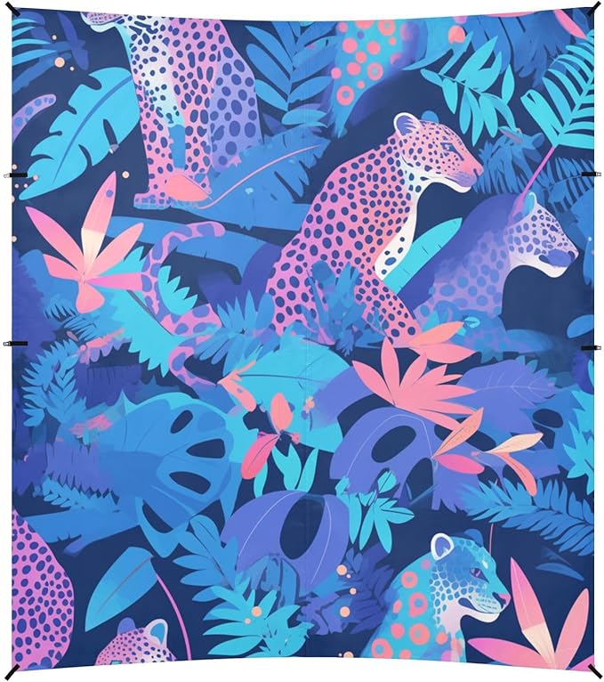 Aesthetic Unique Beauty Leopard Purple Blue Beach Tent &amp Canopy UPF50+ Protection Easy Setup Shade Sun Shelter Includes Sand Shovel Sandbags Stability Poles for Camping Picnics Backyard &amp