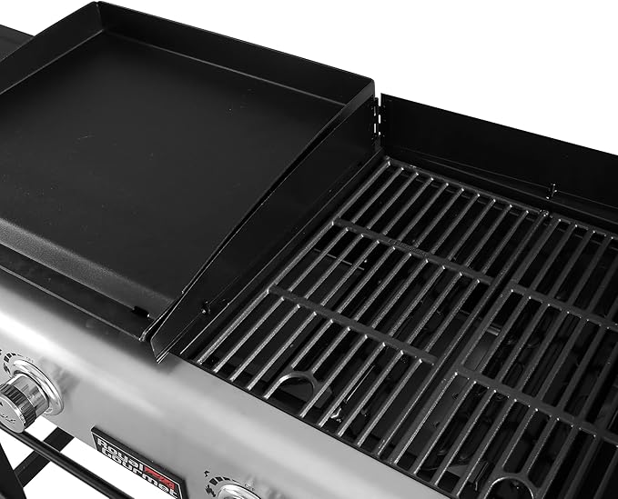 Royal Gourmet GD401C 4-Burner Propane Gas Grill and Griddle Combo with Cover Griddle Grill Combo with 48000 BTUs Output for Outdoor Cooking While Camping or Tailgating Black &amp Silver