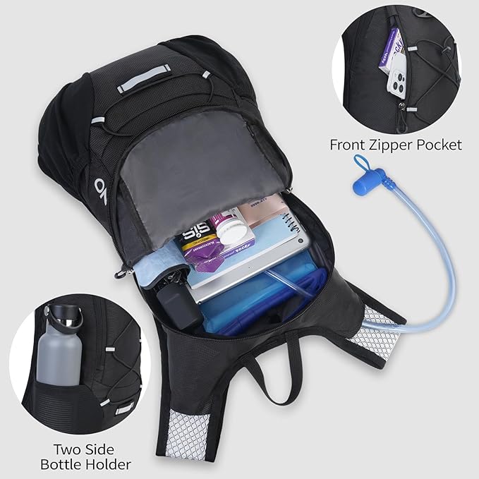 Lightweight Hydration Backpack Running Backpack with 2L Water Bladder Hydro Water Daypack for Cycling Hiking Rave for Men Women
