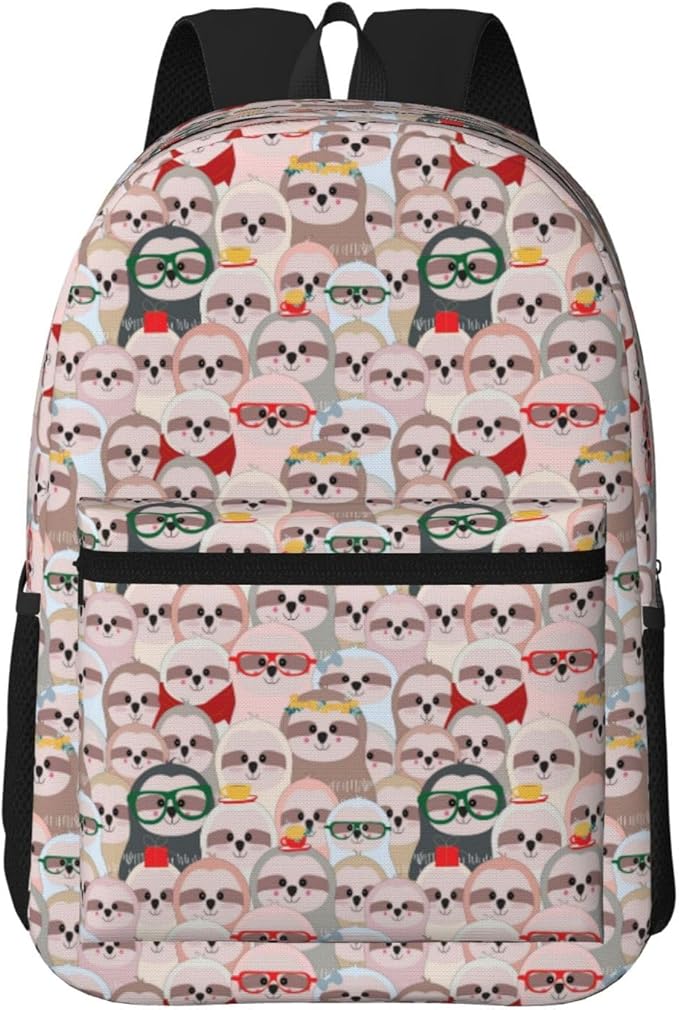 Cute sloth cartoon Backpack Multipurpose Shoulder Bag Capacity Gym Outdoor Hiking Travel Camping Gym Daypack 17in