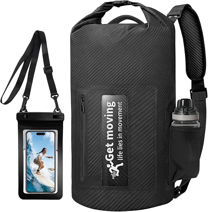 BKNOOU Dry Bag Waterproof Backpack for Women Men 10L/20L Roll Top Lightweight Dry Storage Bag Backpack for Travel Kayaking Boating Rafting Camping Hiking and Beach with Phone Pouch
