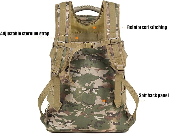 45L Tactical Military Backpack for Men Backpacks Outdoor Bag Large MOLLE Daypack for Rucking Hiking Fishing Camping(Black)