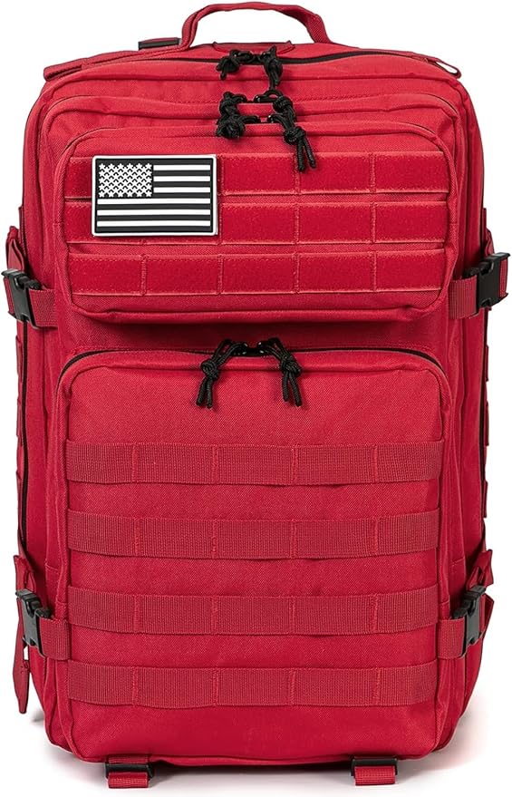 50L Military Tactical Backpack Training Gym Fitness Bag Outdoor Hiking Camping Army Molle Backpacks for Women Travel (Red)