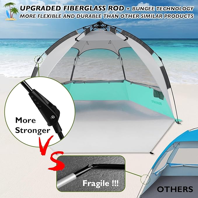 Beach Tent Pop Up Shade Instant Beach Tents Sun Shelter with UPF 50+ UV Protection Lightweight &amp Easy Setup Tent