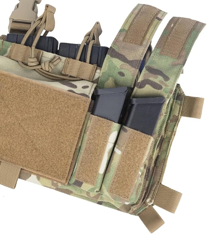 ACEXIER Tactical Pouch Front Flap Double Stack Abdominal Fanny Pack Tactical Airsoft Triple Mag Pouch for Hunting Vest
