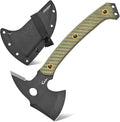 C1342 Camping AxesDC53 Steel Blade Micarta Handle Chopping Axe Bushcraft Camping Axes Survival Hatchet Full Tang Axe for Hiking Hunting Camping Splitting Chopping Wood(Green)